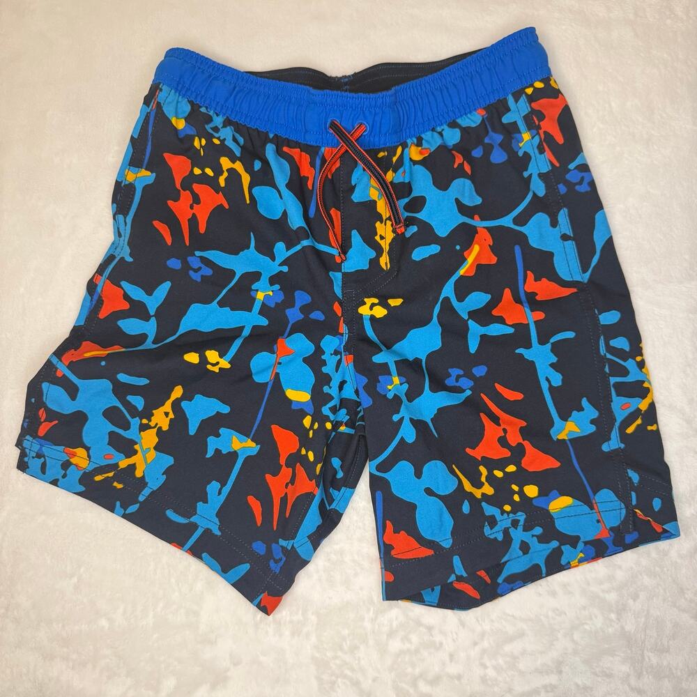 REI Print Swim Board Shorts Black Blue Kids Small 8